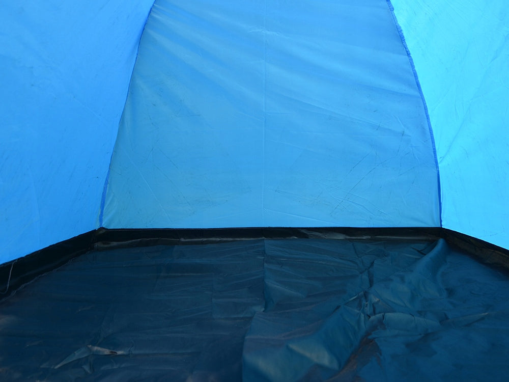 Cort camping, Zola, 2 persoane, 1 camera, cu marchiza, poliester, 205x150x105 cm, albastru Cort camping, Zola, 2 persoane, 1 camera, cu marchiza, poliester, 205x150x105 cm, albastru